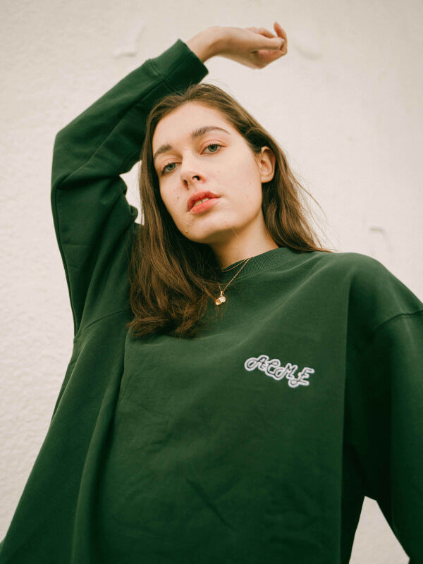 EMBROIDERED LOGO SWEATSHIRT - DARK GREEN – ACME Taipei